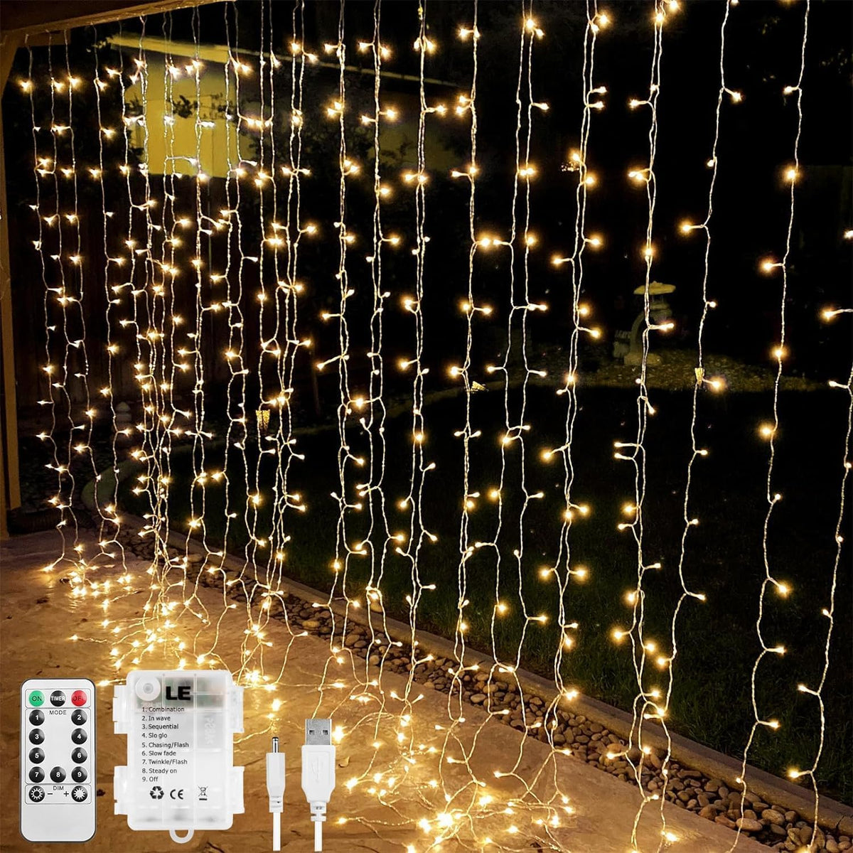 USB Curtain Lights 3×3m