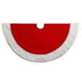 Red velvet Christmas tree skirt with white plush border ~120cm