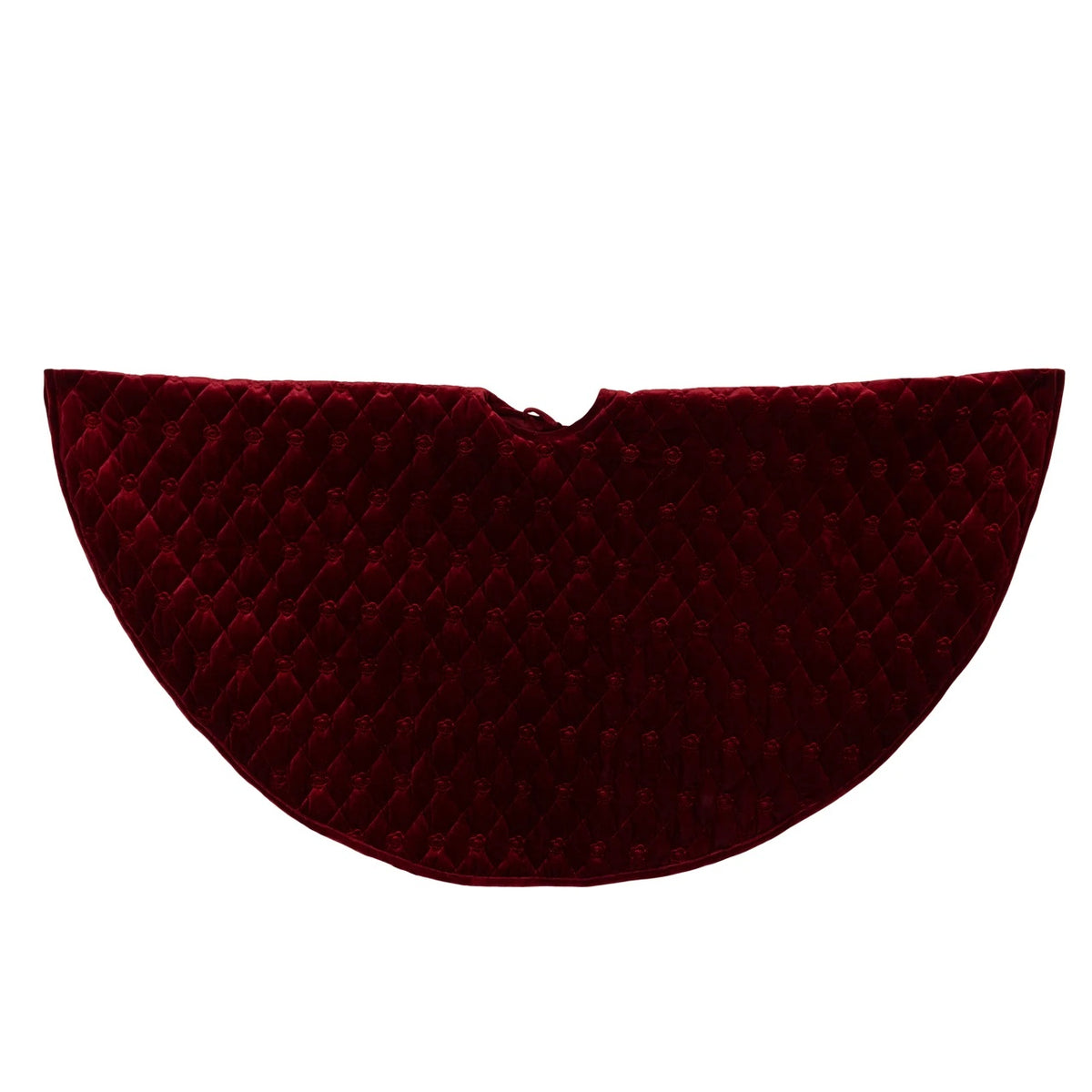 Burgundy quilted velvet Christmas tree skirt ~120cm