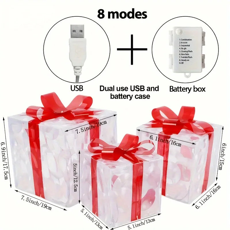 3PCS LED Lighted Gift Boxes