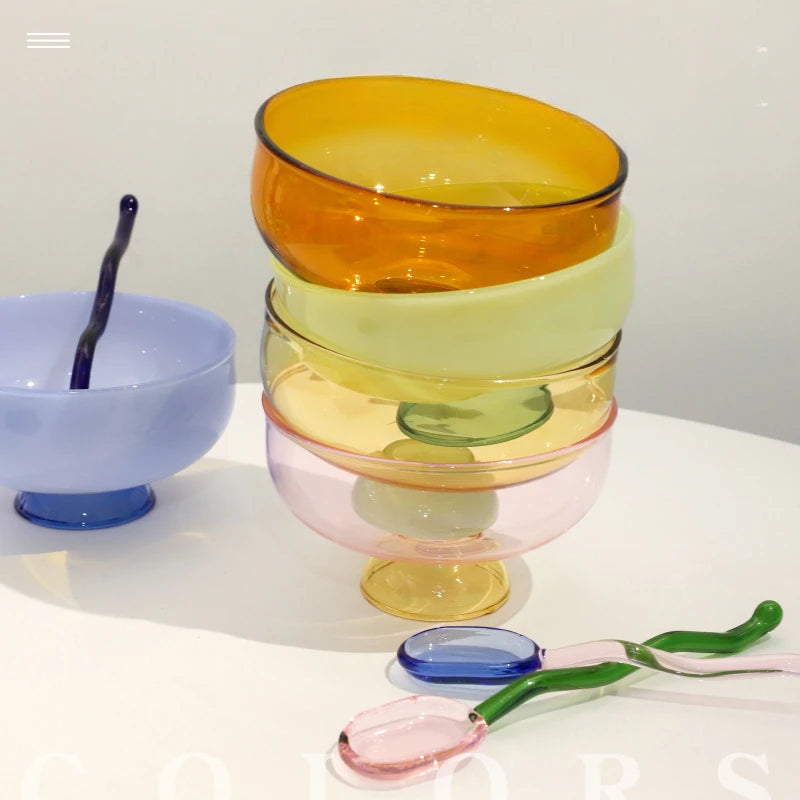 Color Blocking Glass Bowls