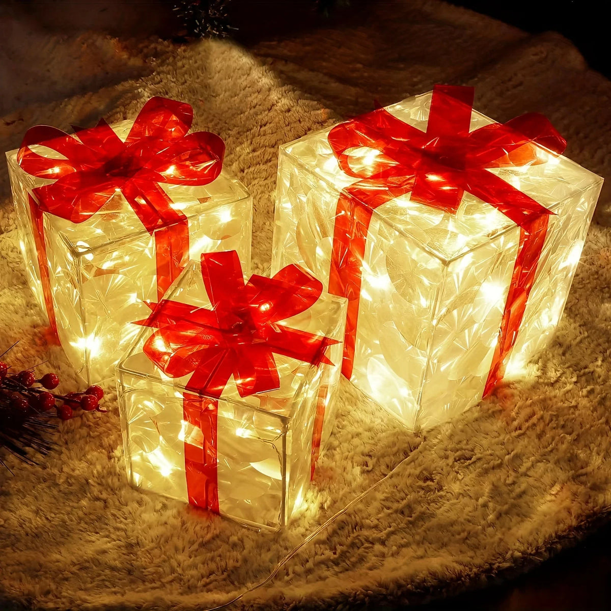 3PCS LED Lighted Gift Boxes
