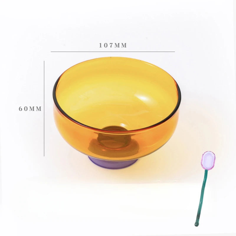 Color Blocking Glass Bowl detail 4