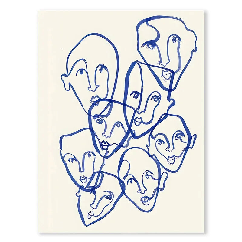 Blue Face Canvas Wall Art Design 01