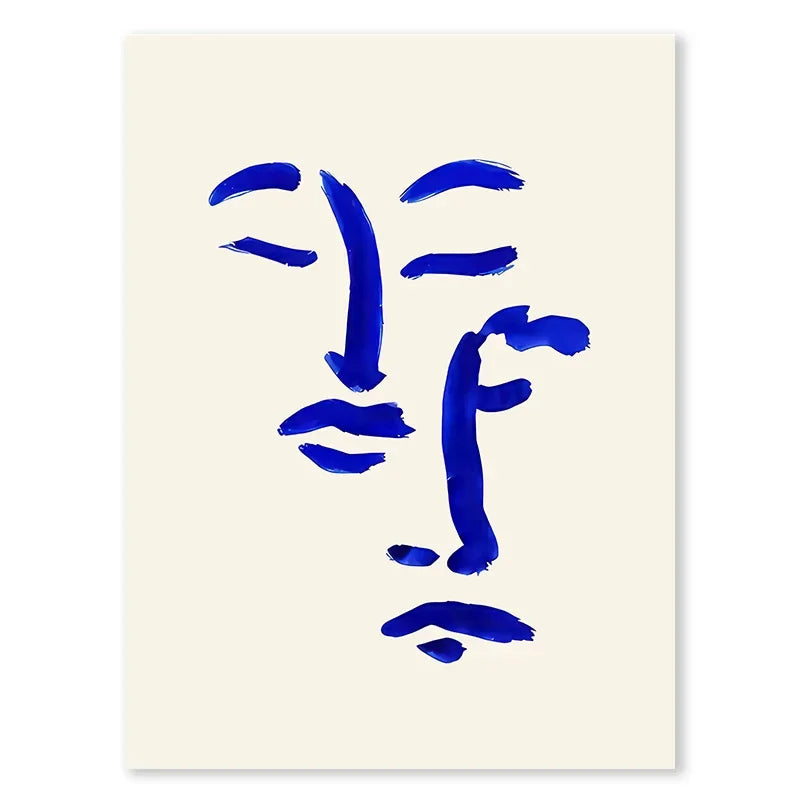 Blue Face Canvas Wall Art Design 03