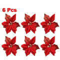 Glitter Poinsettia Flowers Pack of 6